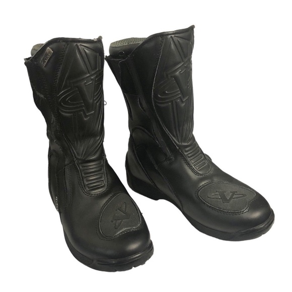 VEGA Nitro Double Zipper Moto Leather Touring Boots Black Calf Height size 8